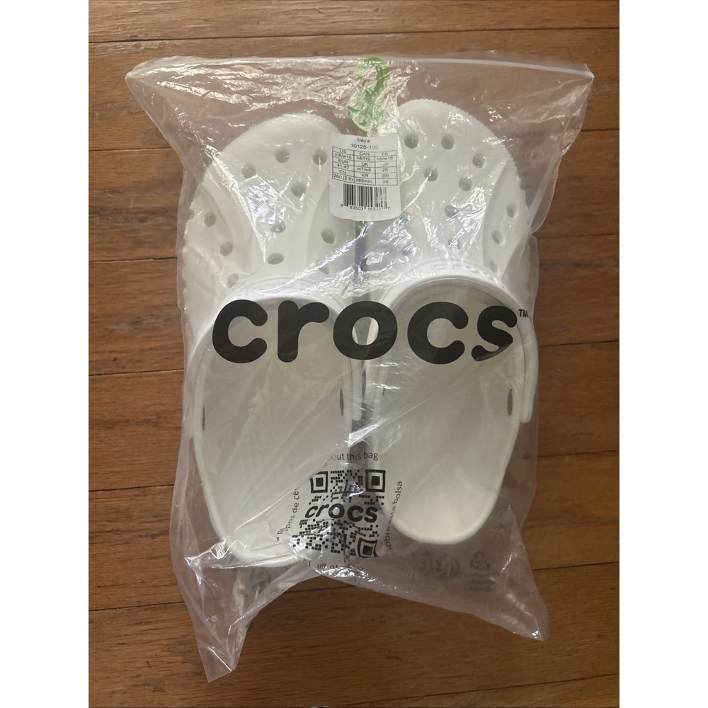 Brand New White Baya Crocs  Men's 8, Women's 10
